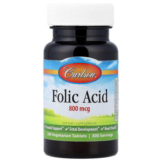 Carlson, Folic Acid, 800 mcg, 300 Vegetarian Tablets