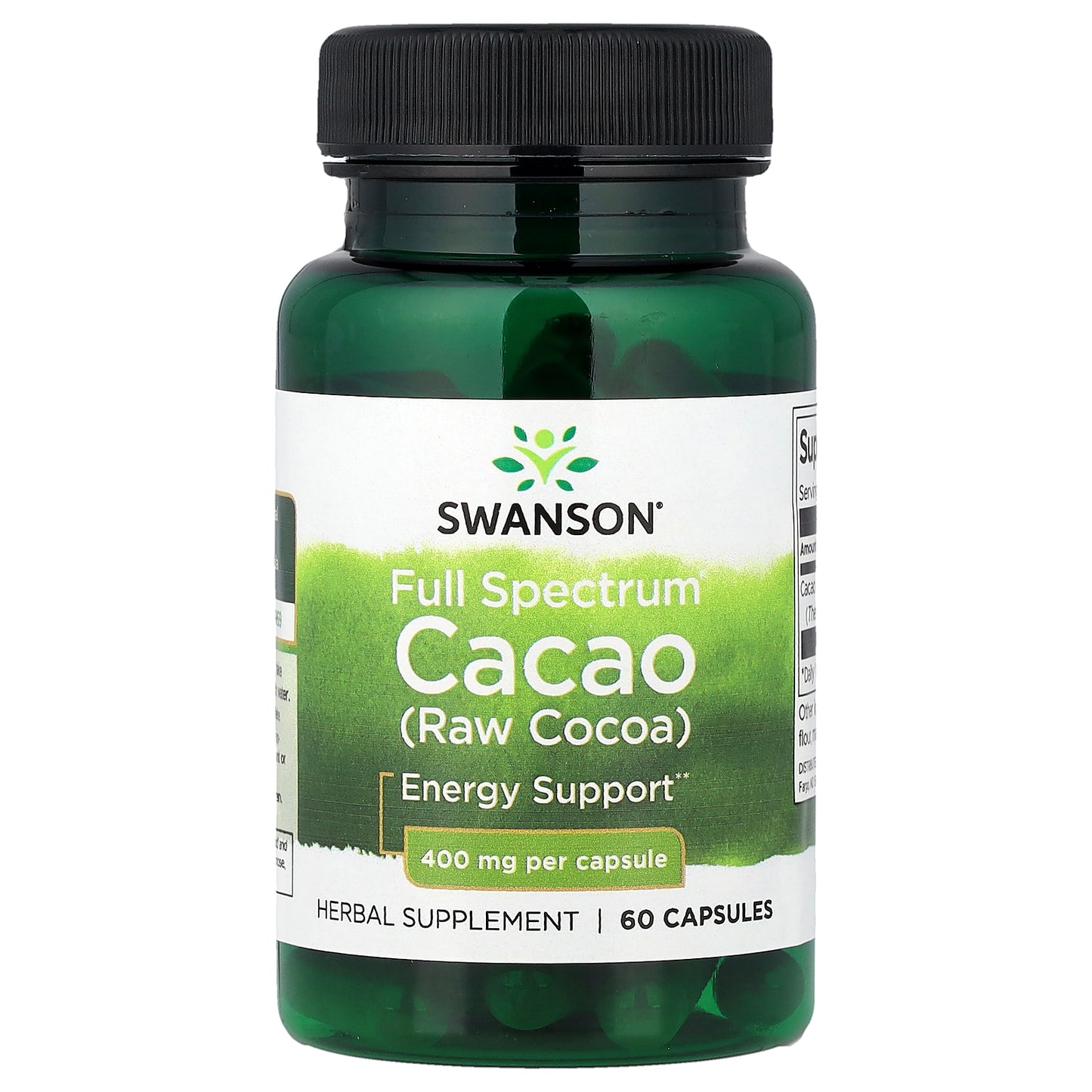 Swanson, Full Spectrum Cacao (Raw Cocoa), 400 mg, 60 Capsules
