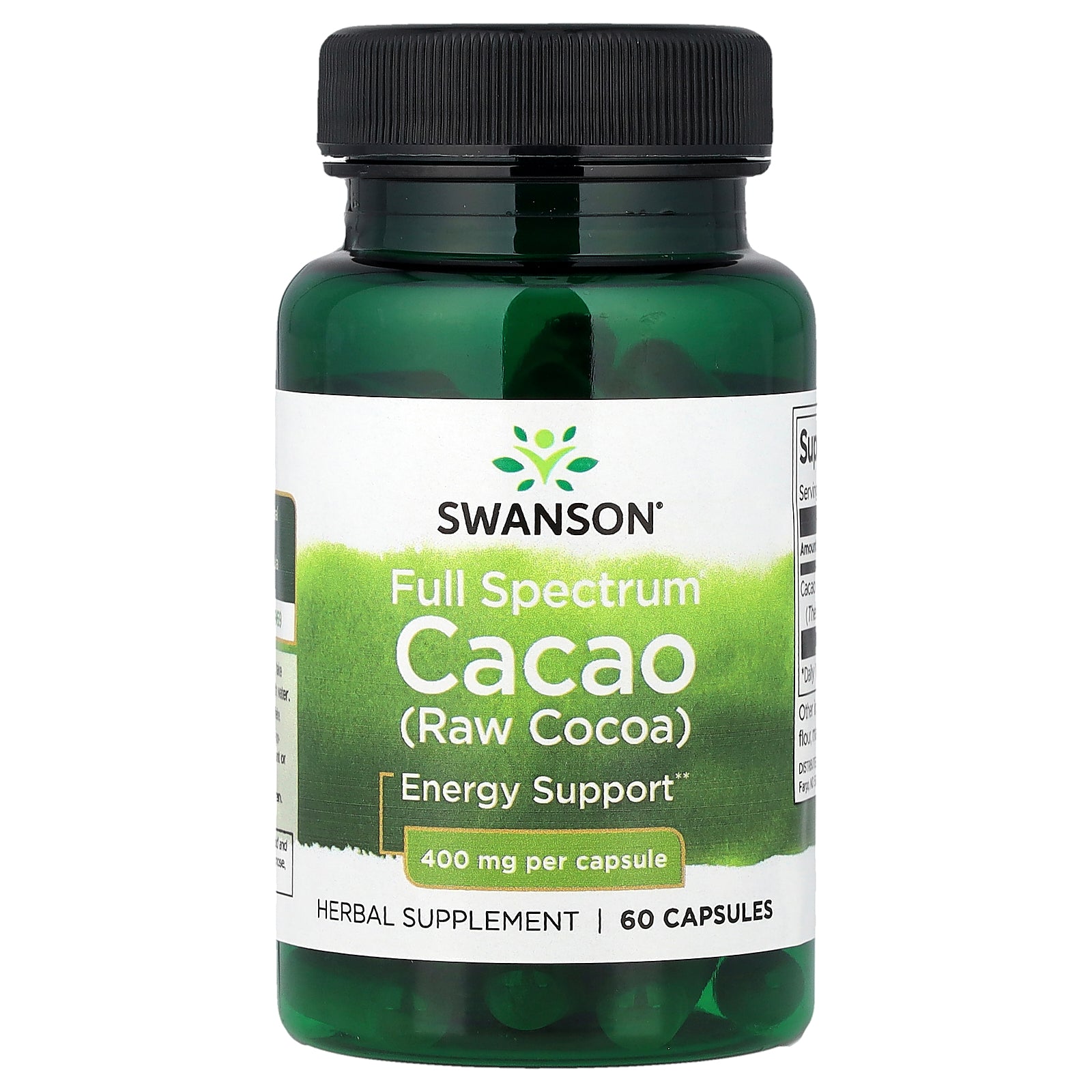 Swanson, Full Spectrum Cacao (Raw Cocoa), 400 mg, 60 Capsules
