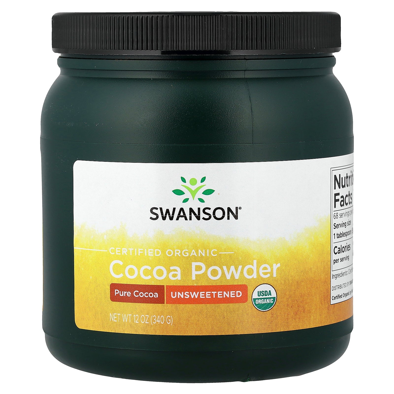 Swanson, Certified Organic Cocoa Powder, Unsweetened, 12 oz (340 g)