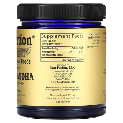 Sun Potion, Ashwagandha Powder, Wildcrafted , 3.9 oz (111 g)