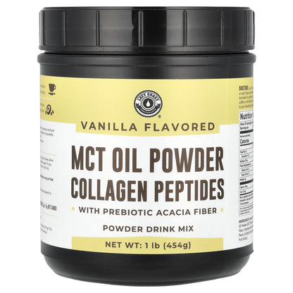 Left Coast Performance, MCT Oil Powder Collagen Peptides with Prebiotic Acacia Fiber, Vanilla, 1 lb (454 g)