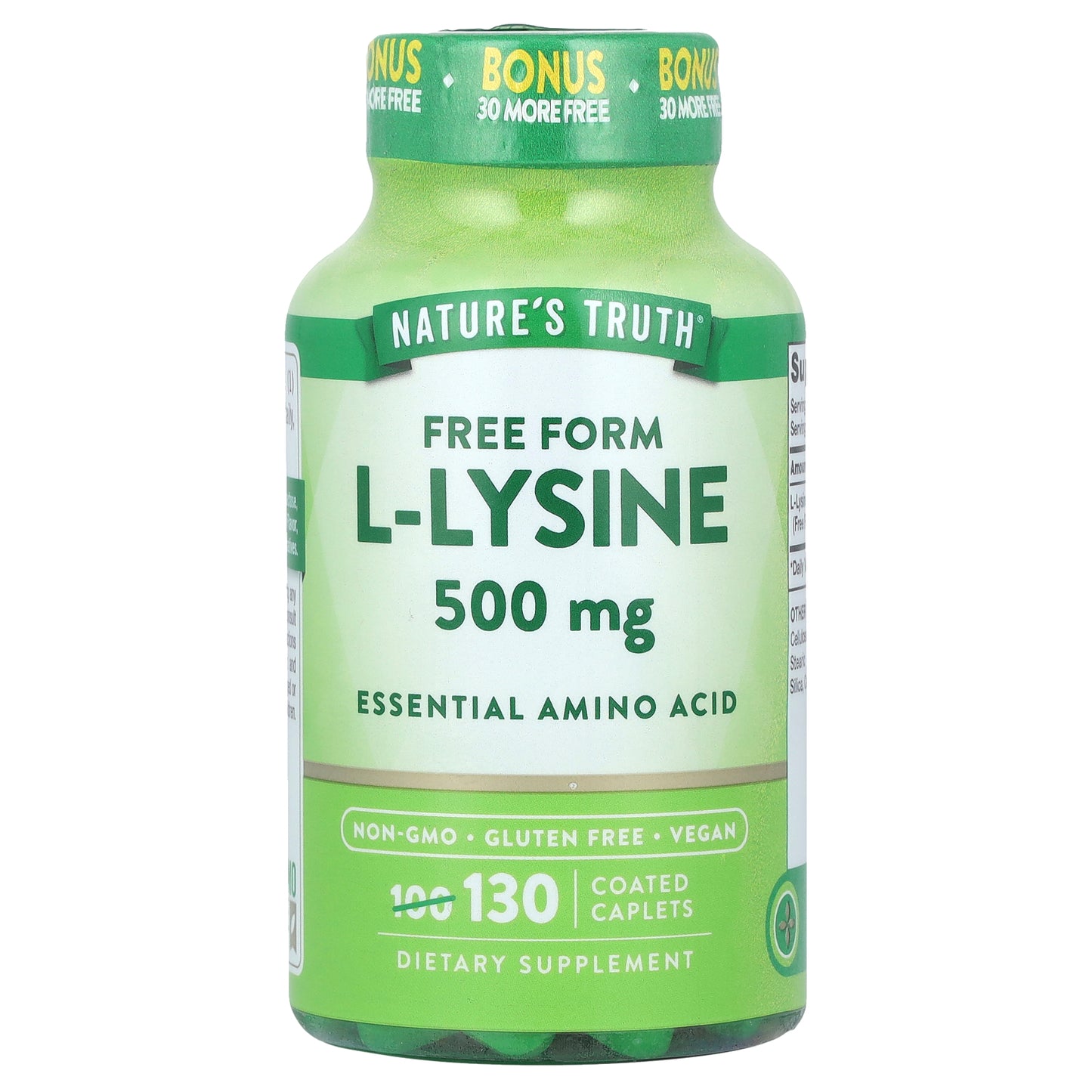 Nature's Truth, L-Lysine, 500 mg, 130 Coated Caplets