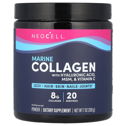 NeoCell, Marine Collagen Powder With Hyaluronic Acid, MSM, & Vitamin C, Unflavored, 7 oz (200 g)