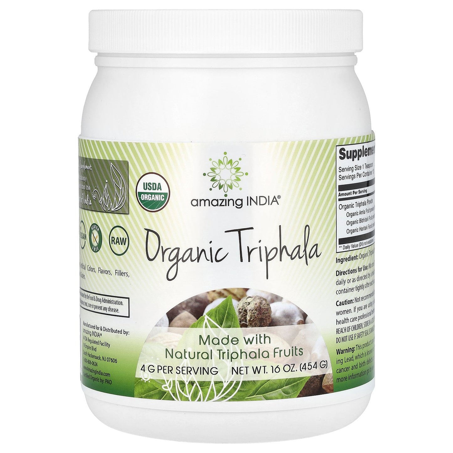 Amazing India, Organic Triphala, 4 g, 16 oz (454 g)