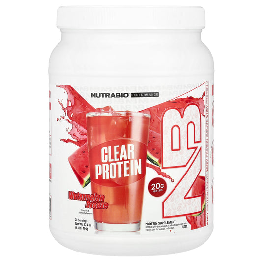 NutraBio, Performance, Clear Protein, Watermelon Breeze, 1.1 lb (494 g)