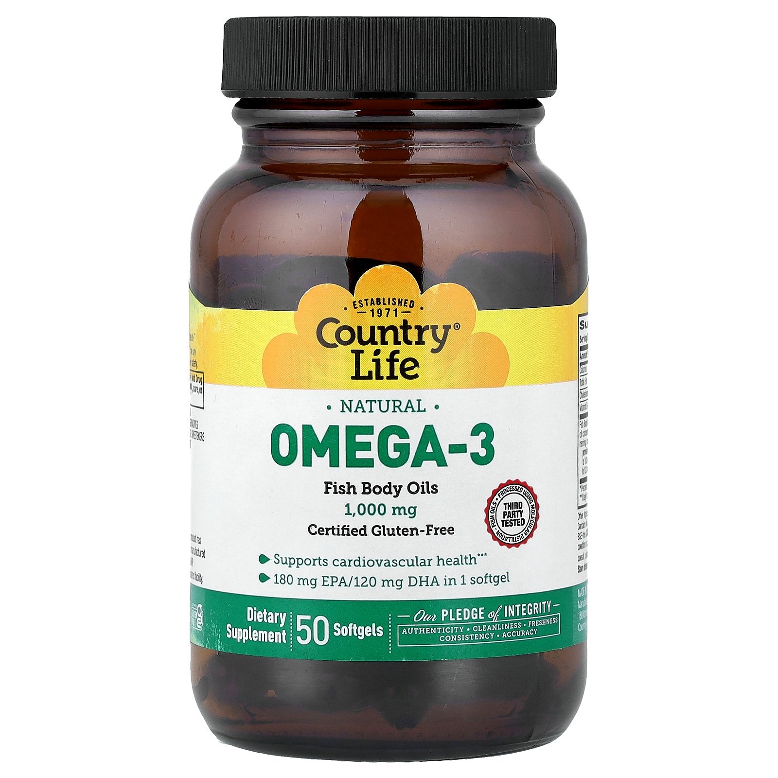 Country Life, Natural Omega-3, 1,000 mg, 50 Softgels
