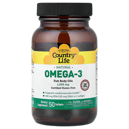 Country Life, Natural Omega-3, 1,000 mg, 50 Softgels
