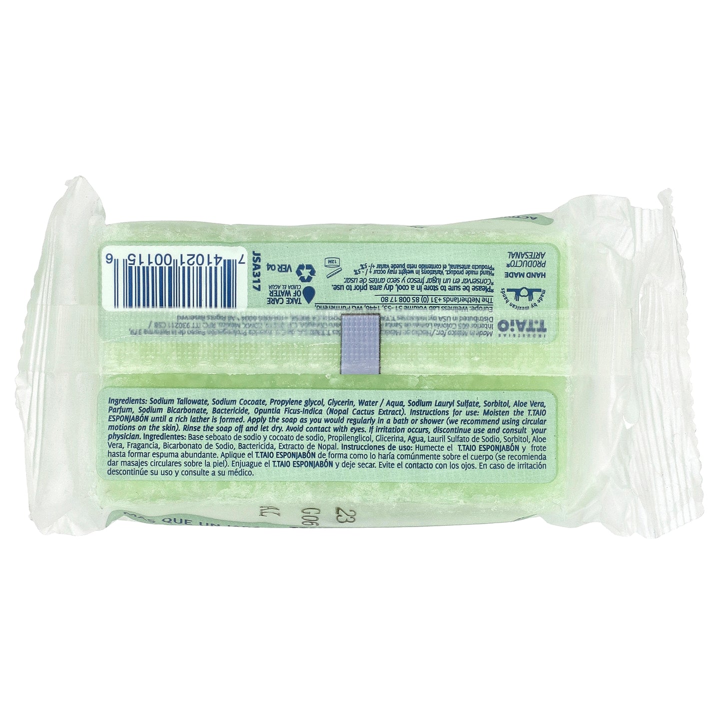 T. Taio, Soap Bar With Sponge Inside, Original Aloe Vera, 4.2 oz (120 g)