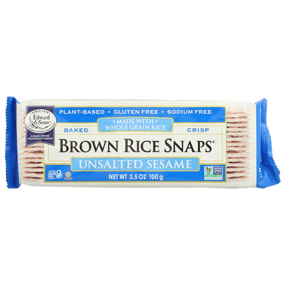 Edward & Sons, Brown Rice Snaps®, Unsalted Sesame, 3.5 oz (100 g)