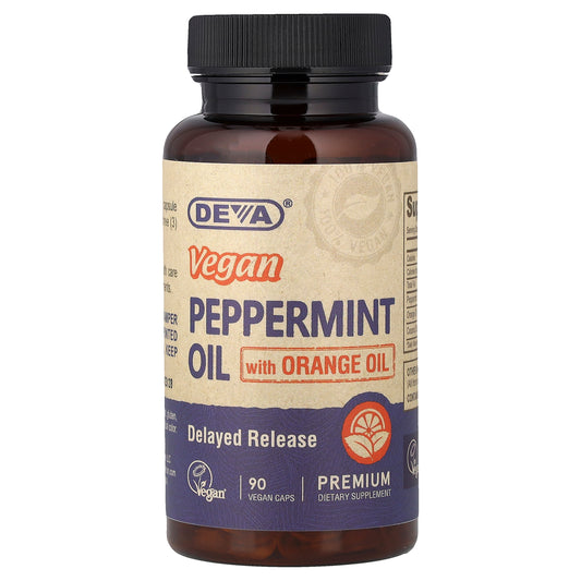 Deva, Vegan Peppermint Oil with Orange Oil, 90 Vegan Caps