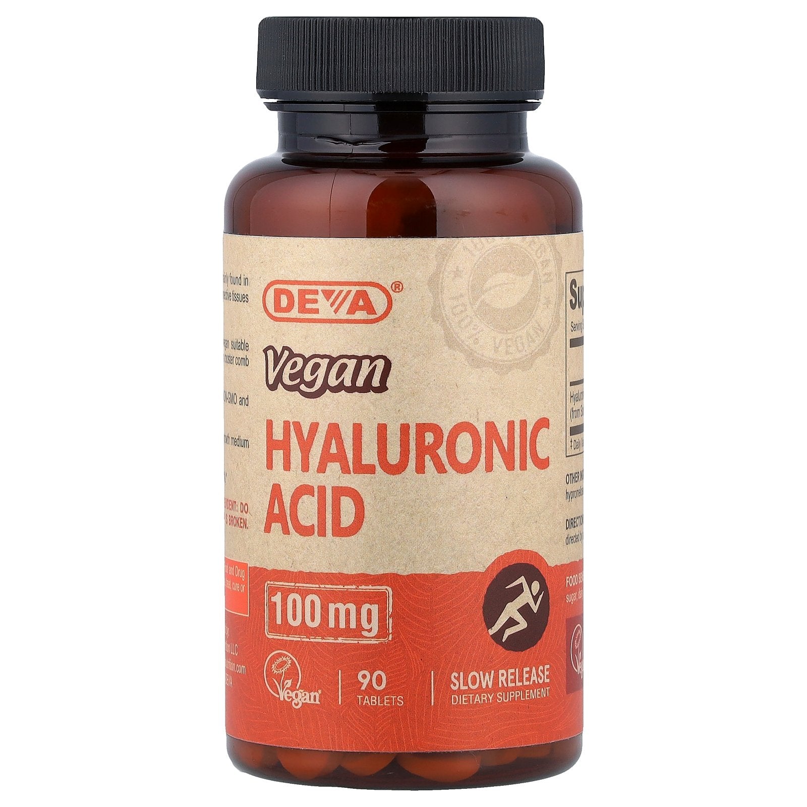 Deva, Vegan Hyaluronic Acid , 100 mg , 90 Tablets