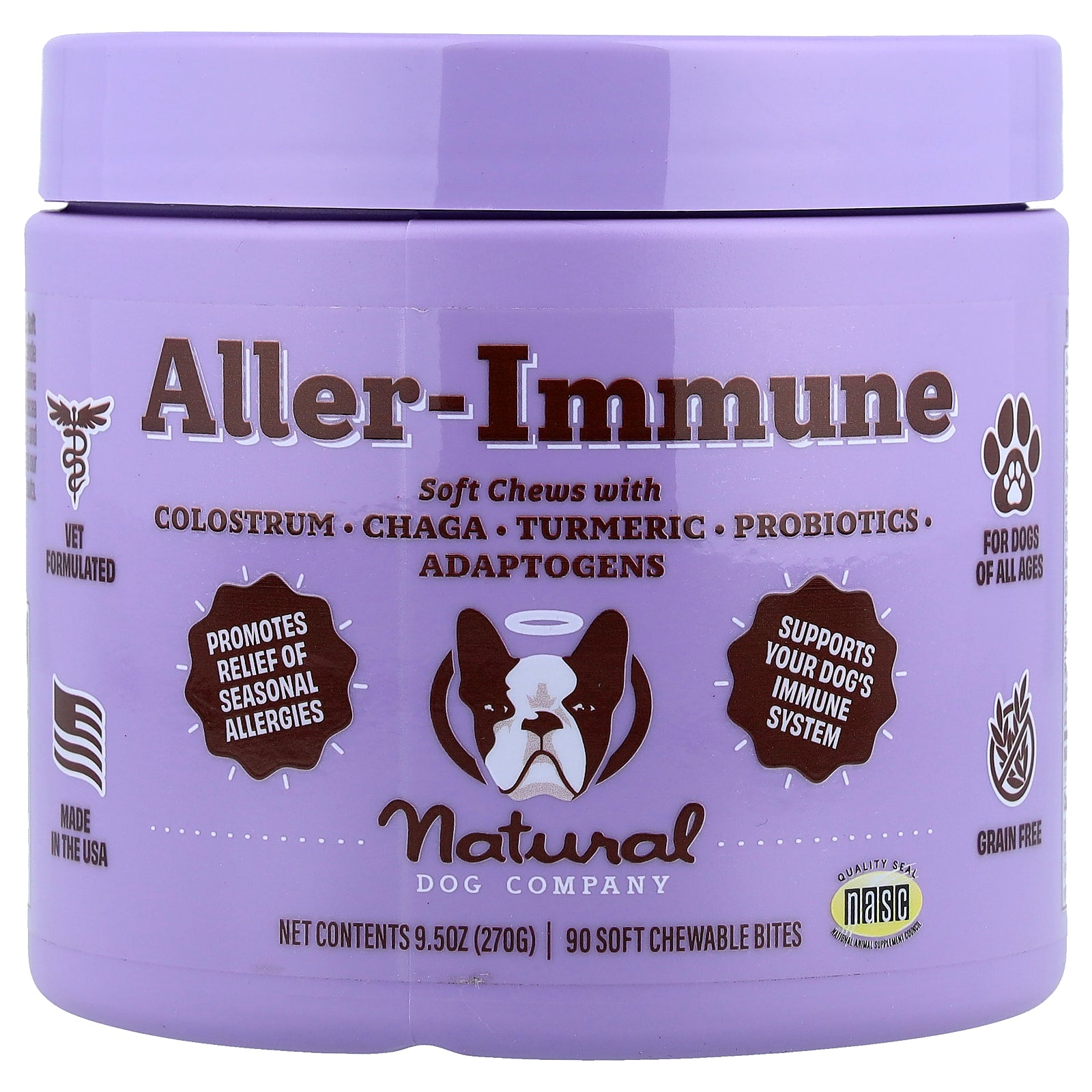 Natural Dog Company, Aller-Immune, For Dogs of All Ages, 90 Soft Chewable Bites, 9.5 oz (270 g)