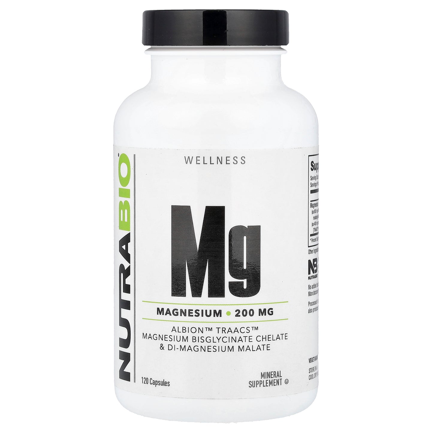 NutraBio, Mg Magnesium, 120 Capsules (100 mg per Capsule)