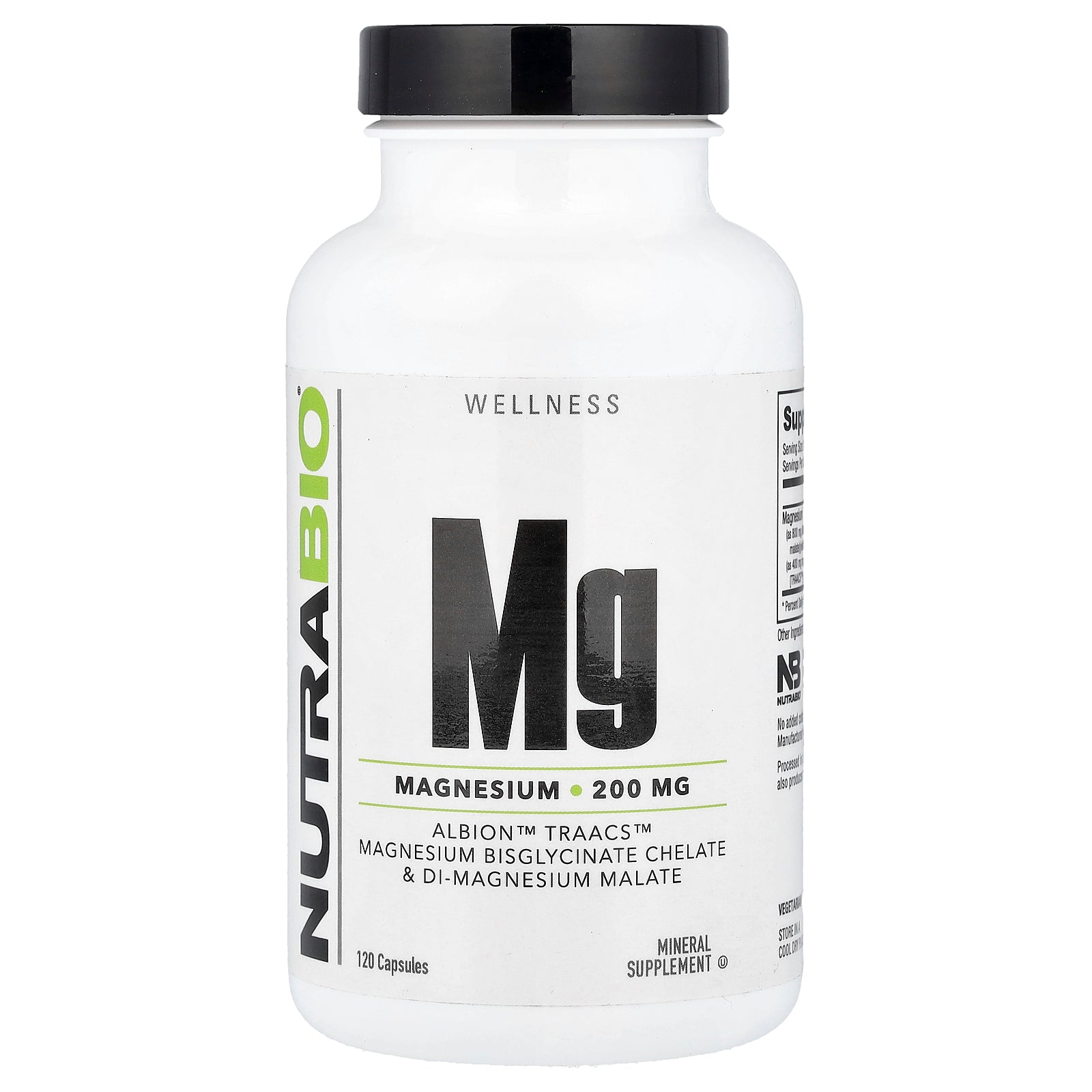 NutraBio, Mg Magnesium, 120 Capsules (100 mg per Capsule)