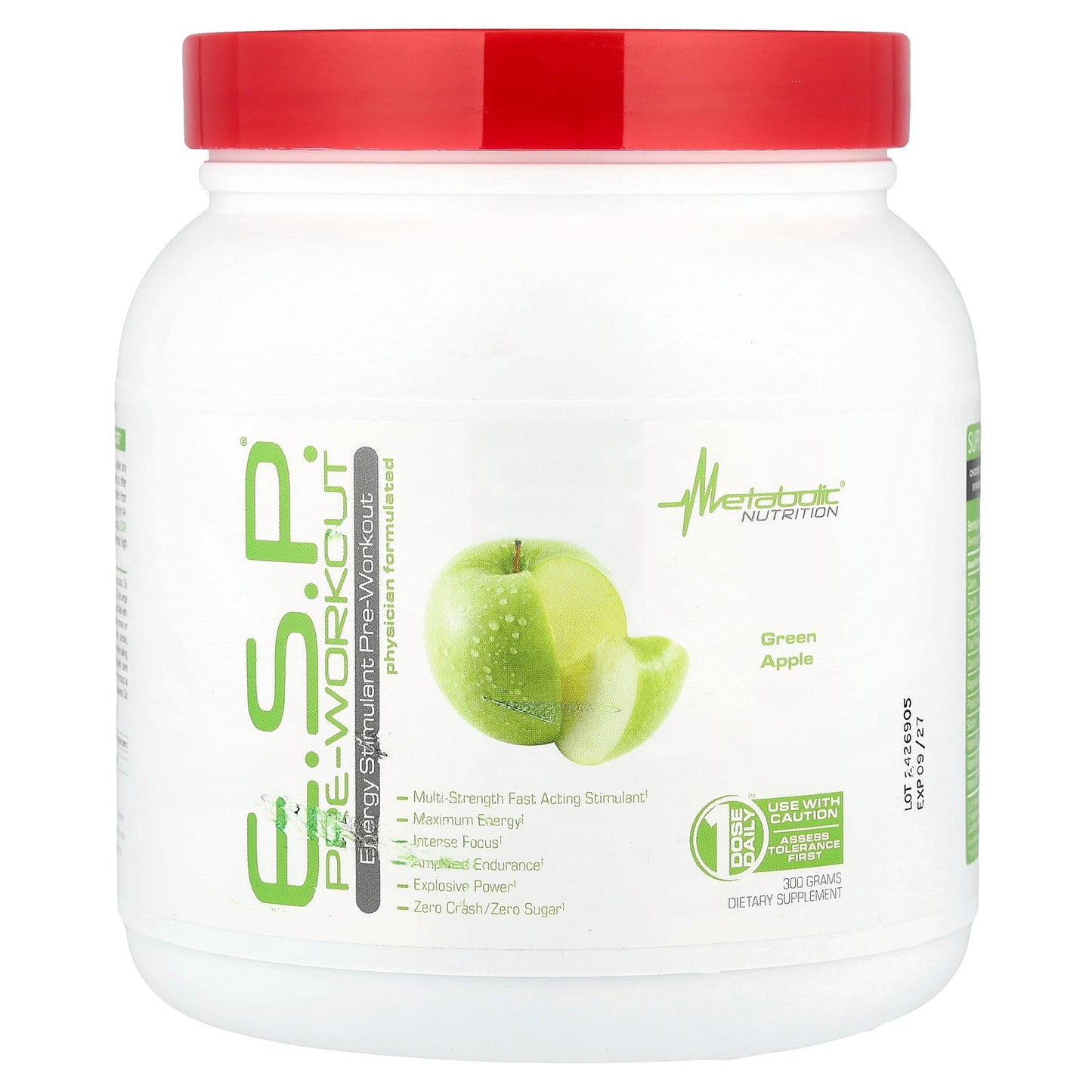 Metabolic Nutrition, E.S.P.® Pre-Workout, Green Apple, 300 g