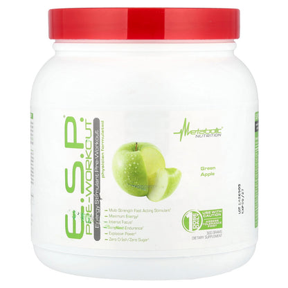 Metabolic Nutrition, E.S.P.® Pre-Workout, Green Apple, 300 g