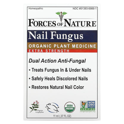 Forces of Nature, Nail Fungus, Organic Plant Medicine, Extra Strength, 0.37 fl oz (11 ml)