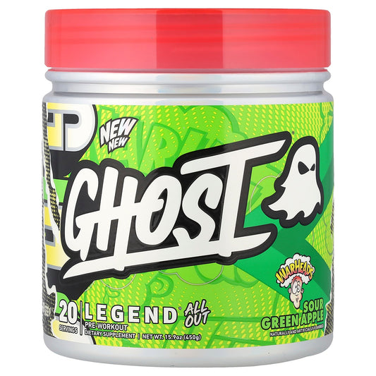 Ghost, Legend® All Out Pre-Workout, Warheads® Sour Green Apple, 15.9 oz (450 g)