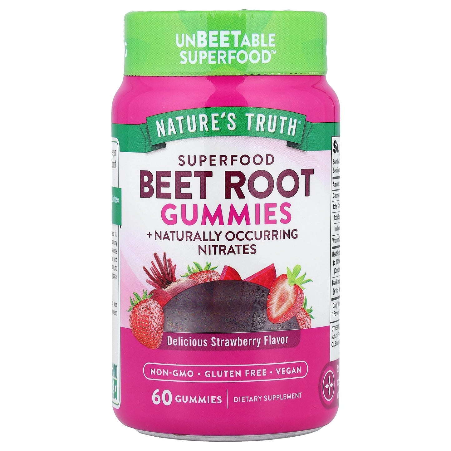 Nature's Truth, Superfood Beet Root Gummies, Delicious Strawberry, 60 Gummies