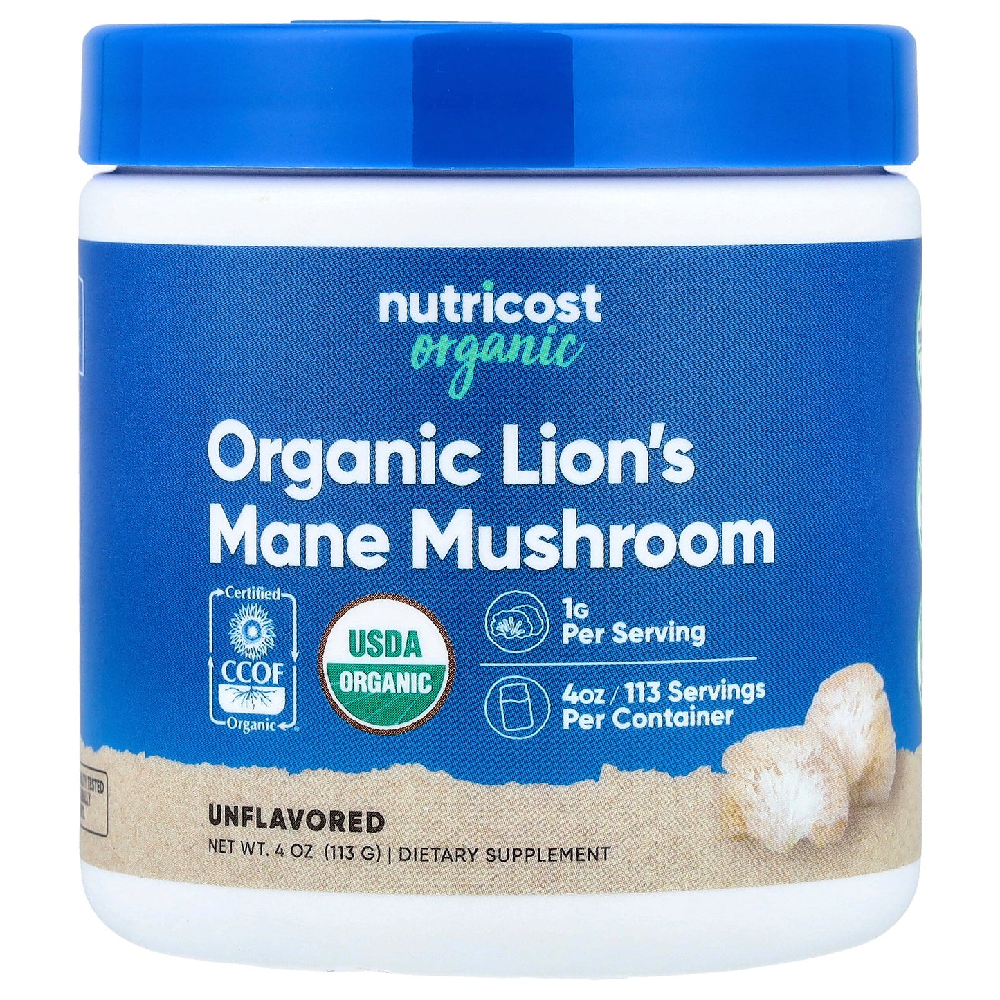 Nutricost, Organic Lion's Mane Mushroom, Unflavored, 4 oz (113 g)