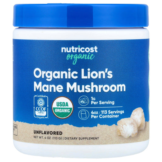 Nutricost, Organic Lion's Mane Mushroom, Unflavored, 4 oz (113 g)