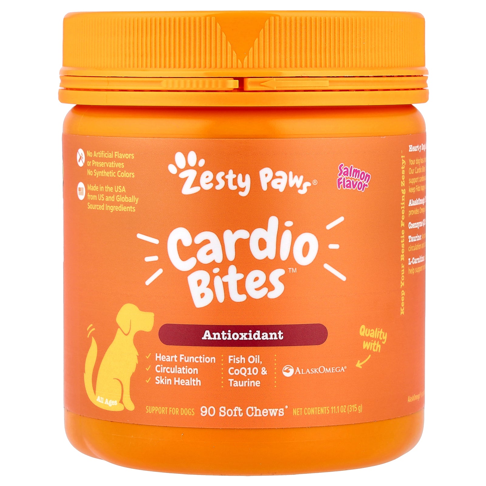 Zesty Paws, Cardio Bites™, For Dogs, All Ages, Salmon, 90 Soft Chew, 11.1 oz (315 g)