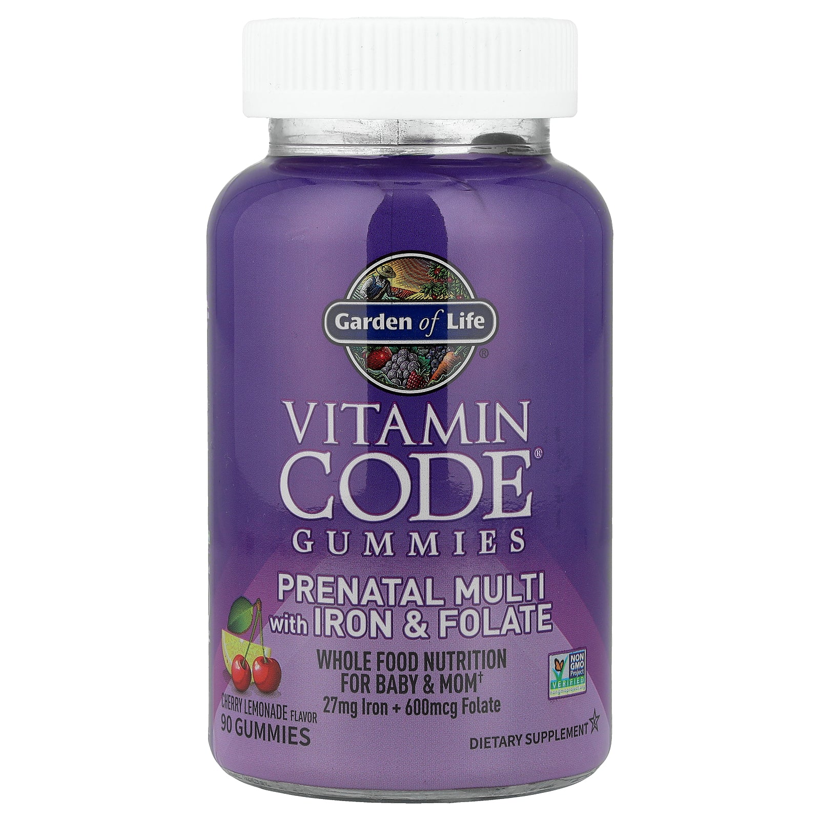 Garden of Life, Vitamin Code® Gummies, Prenatal Multi with Iron & Folate, Cherry Lemonade, 90 Gummies