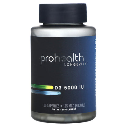 ProHealth Longevity, D3, 125 mcg (5,000 IU), 100 Capsules