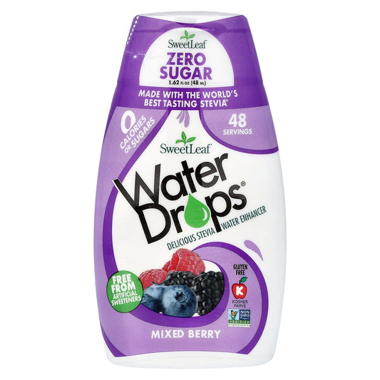 SweetLeaf Stevia, Water Drops®, Delicious Stevia Water Enhancer, Mixed Berry, 1.62 fl oz (48 ml)