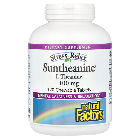 Natural Factors, Stress-Relax, Suntheanine L-Theanine, 200 mg, 120 Chewable Tablets (100 mg per Tablet)