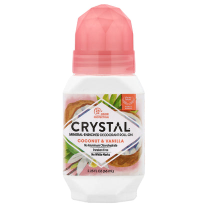 CRYSTAL, Mineral-Enriched Deodorant Roll-On, Coconut & Vanilla, 2.25 fl oz (66 ml)