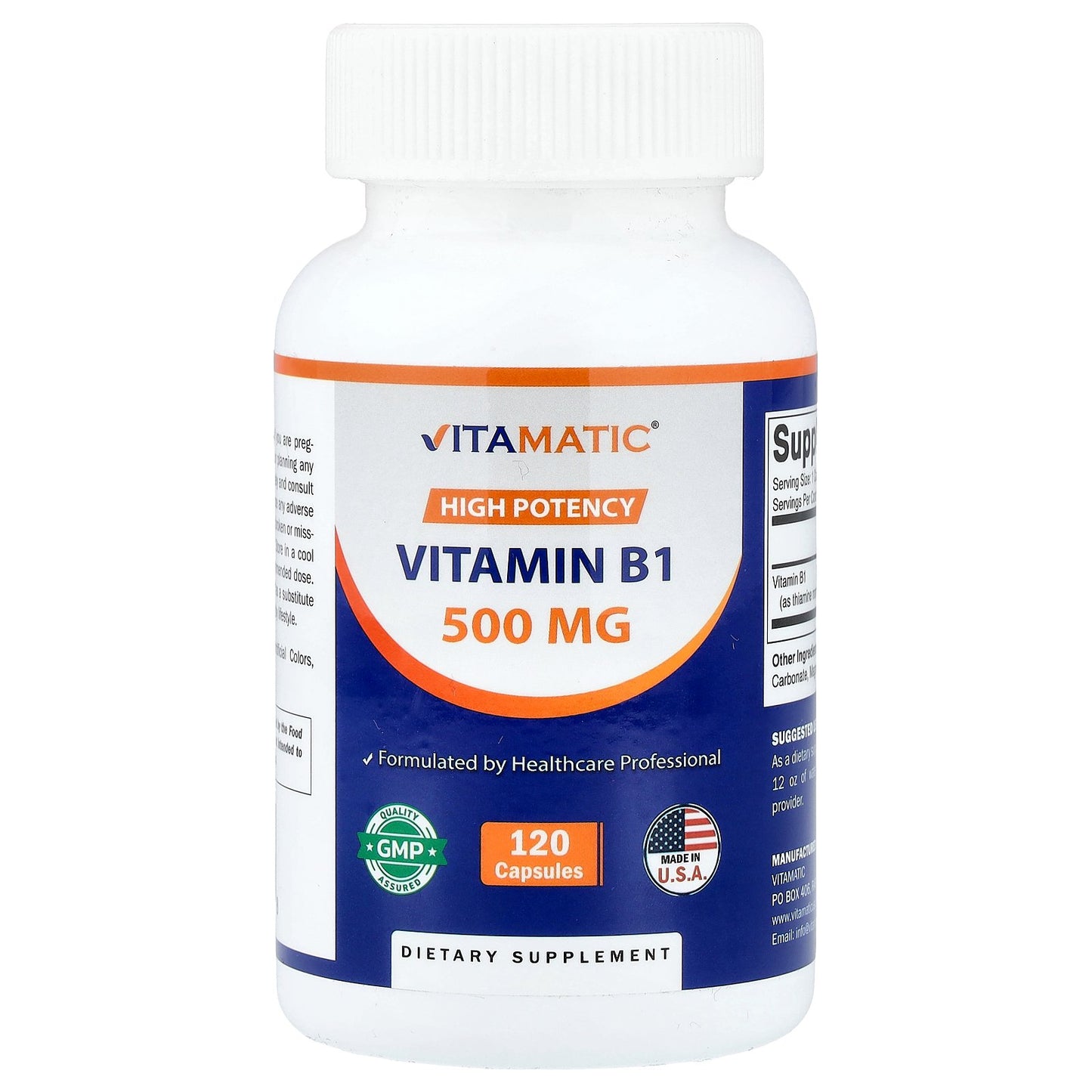 Vitamatic, Vitamin B1, 500 mg, 120 Capsules