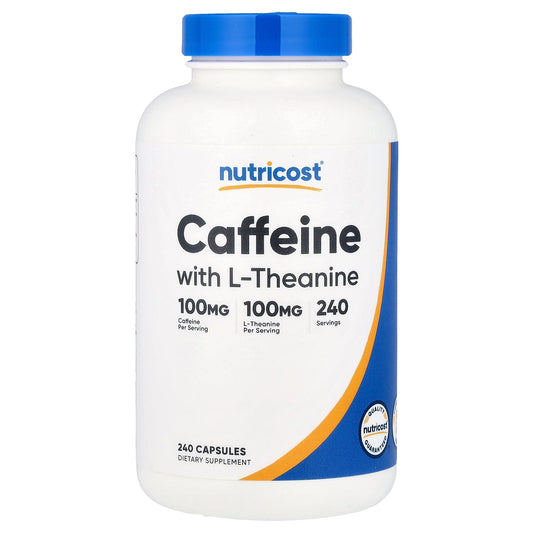 Nutricost, Caffeine with L-Theanine, 240 Capsules