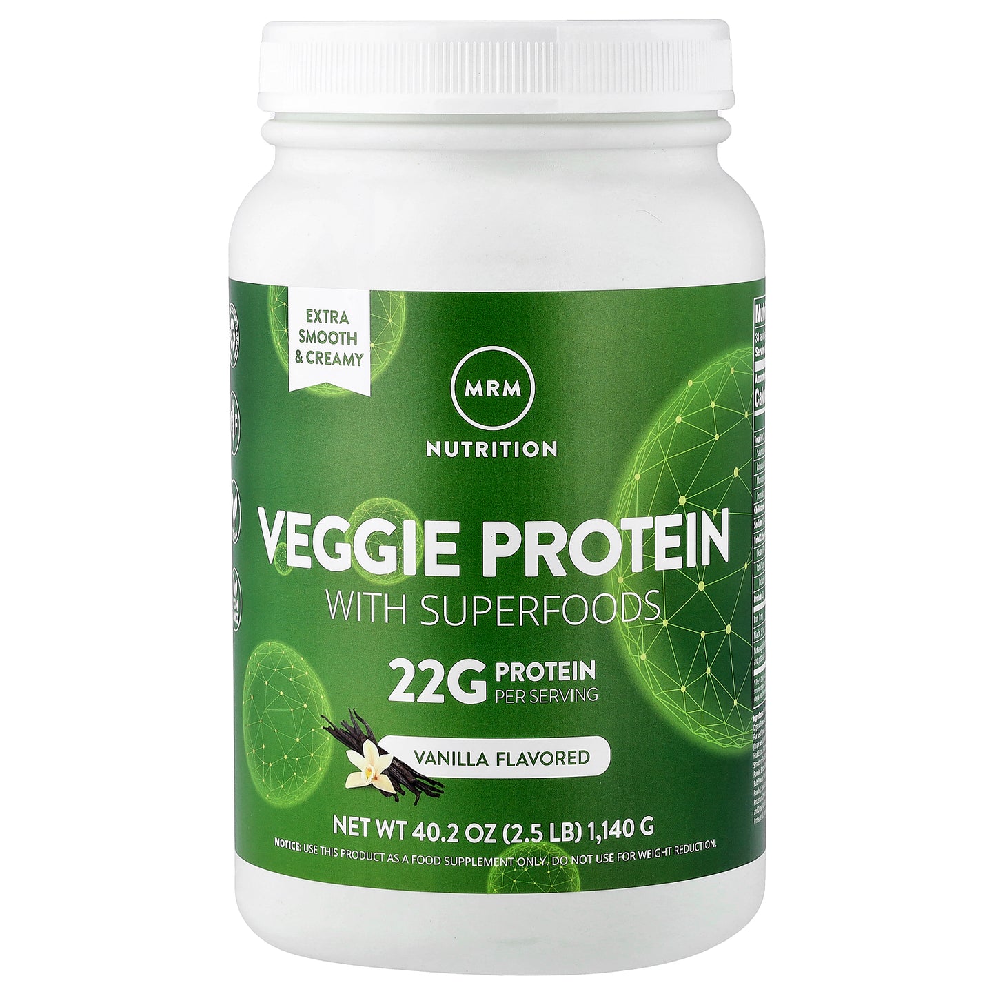MRM Nutrition, Veggie Protein with Superfoods, Vanilla, 2.5 lb (1,140 g)