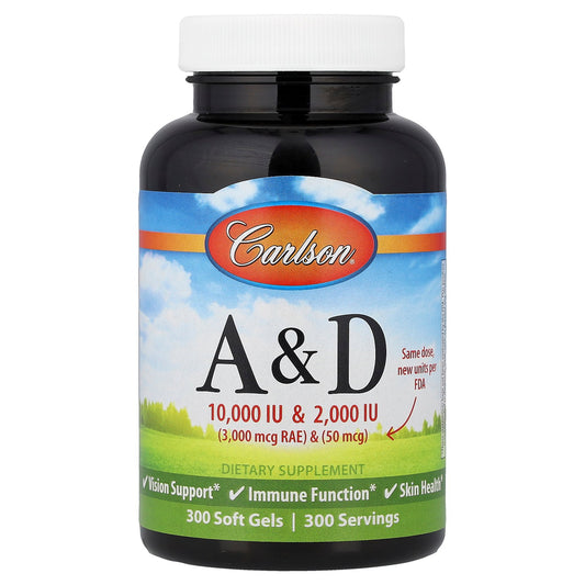 Carlson, Vitamins A & D, 300 Soft Gels