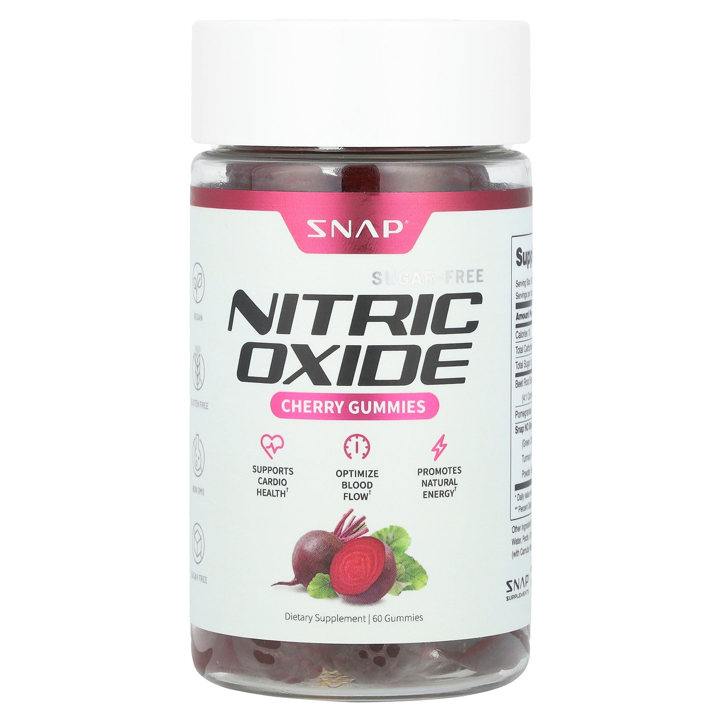 Snap Supplements, Nitric Oxide Gummies, Cherry, Sugar-Free, 60 Gummies