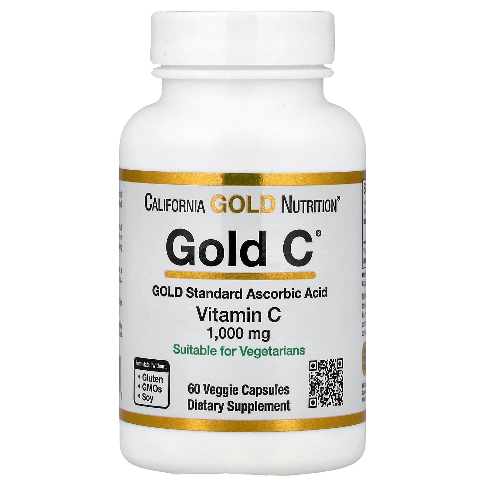 California Gold Nutrition, Gold C®, USP Grade Vitamin C, 1,000 mg, 60 Veggie Capsules