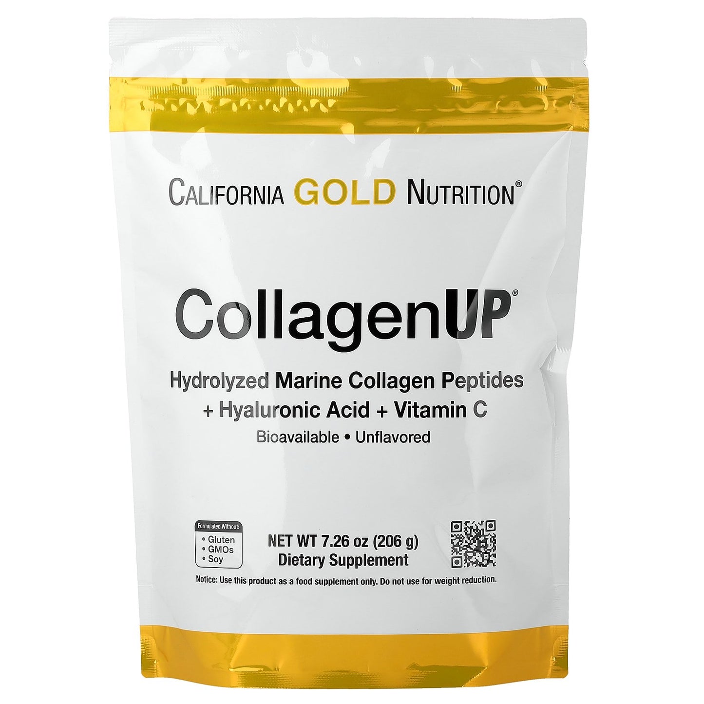 California Gold Nutrition, CollagenUP®, Hydrolyzed Marine Collagen Peptides with Hyaluronic Acid and Vitamin C, Unflavored, 7.26 oz (206 g)