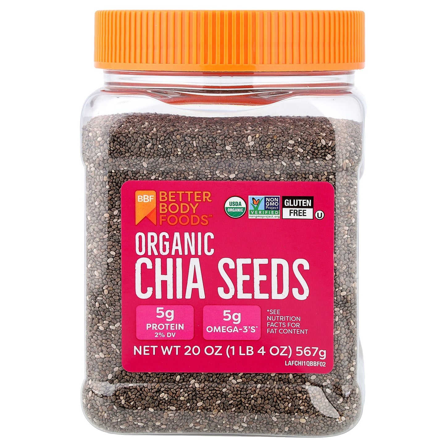 BetterBody Foods, Organic Chia Seeds, 20 oz (567 g)