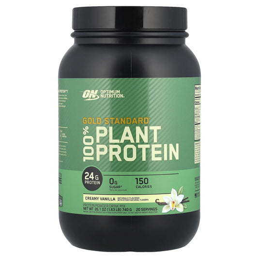 Optimum Nutrition, Gold Standard® 100% Plant Protein, Creamy Vanilla, 1.63 lbs (740 g)
