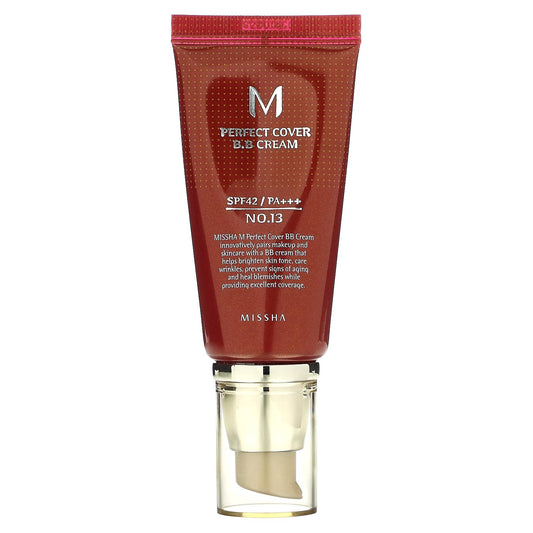 Missha, M Perfect Cover B.B Cream, SPF 42 PA+++, No. 13 Bright Beige, 1.7 fl oz (50 ml)