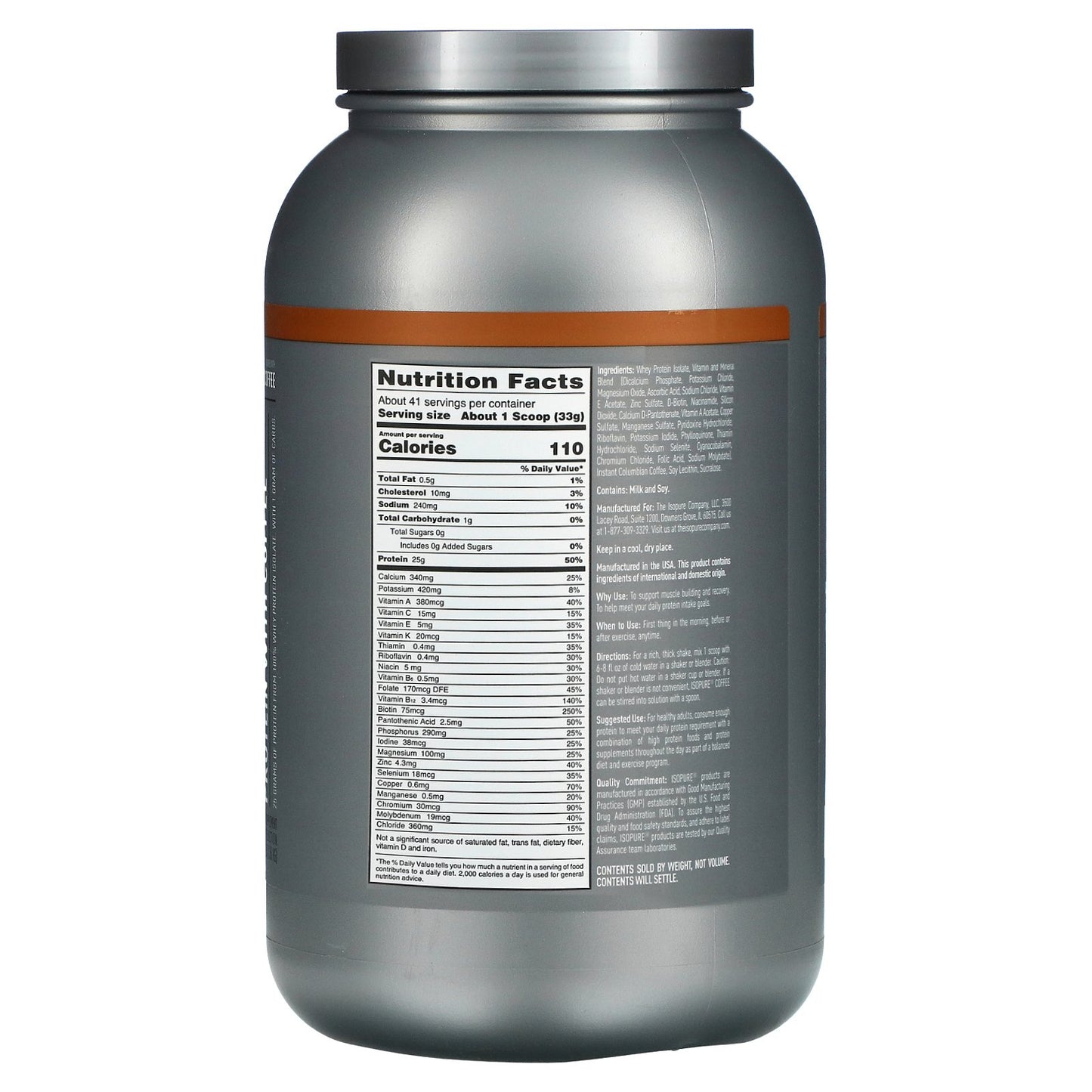 Isopure, Protein Powder with Coffee, Colombian Coffee, 3 lb (1.36 kg)