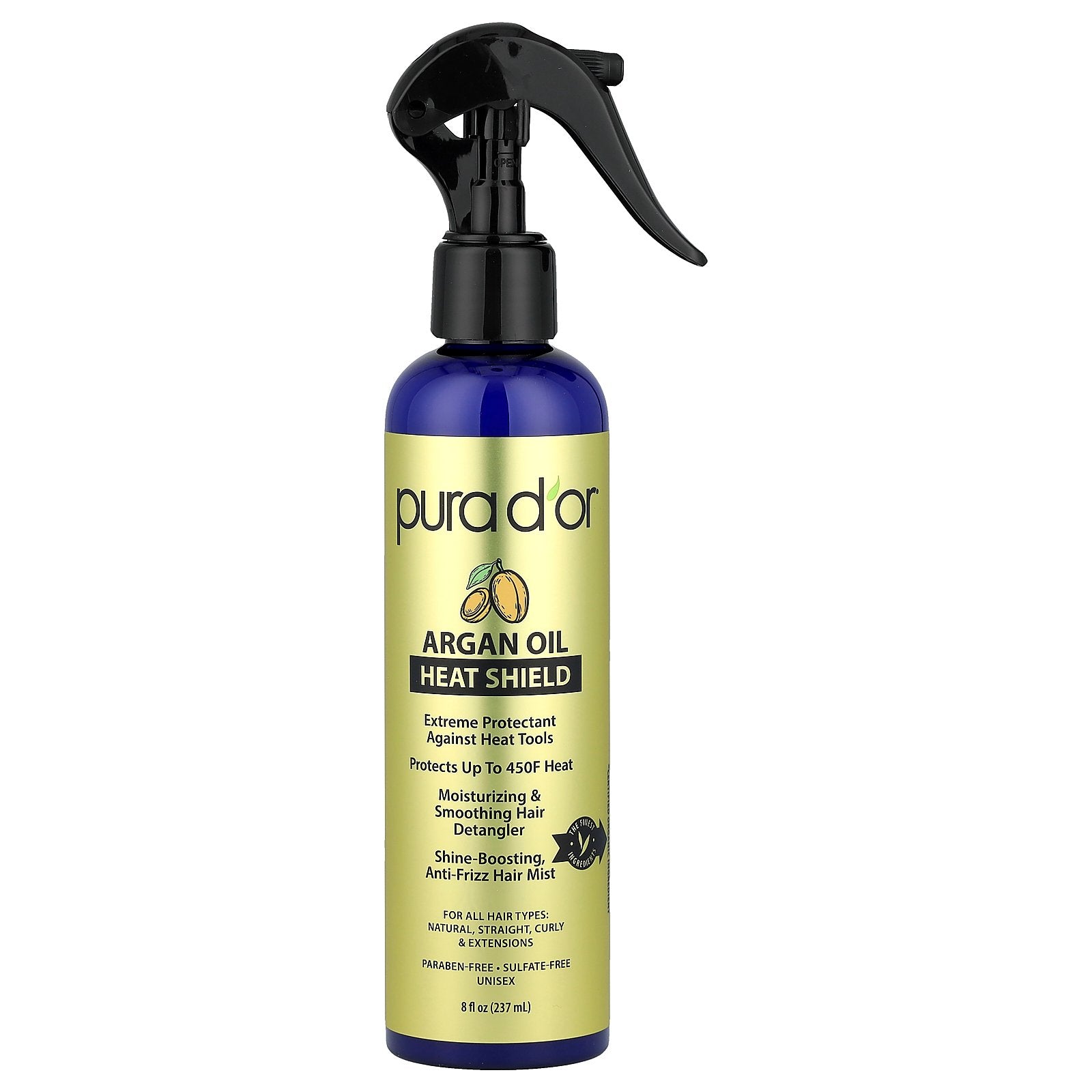 Pura D'or, Argan Oil Heat Protectant Spray, For All Hair Types, 8 fl oz (237 ml)