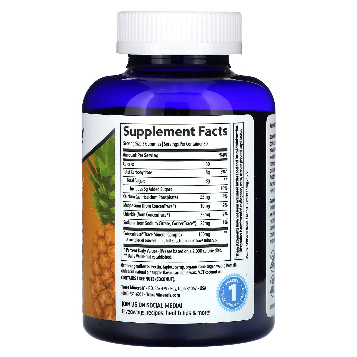 ConcenTrace, Trace Mineral Gummies, Pineapple, 90 Gummies