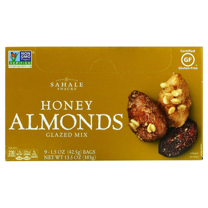 Sahale Snacks, Glazed Mix, Honey Almonds, 9 Packs, 1.5 oz (42.5 g) Each