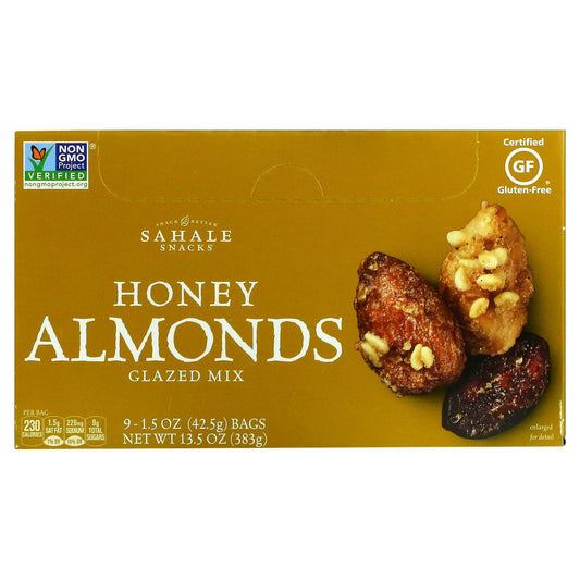 Sahale Snacks, Glazed Mix, Honey Almonds, 9 Packs, 1.5 oz (42.5 g) Each