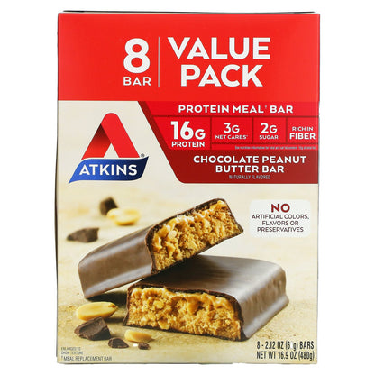 Atkins, Protein Meal Bar, Chocolate Peanut Butter, 8 Bars, 2.12 oz (60 g)