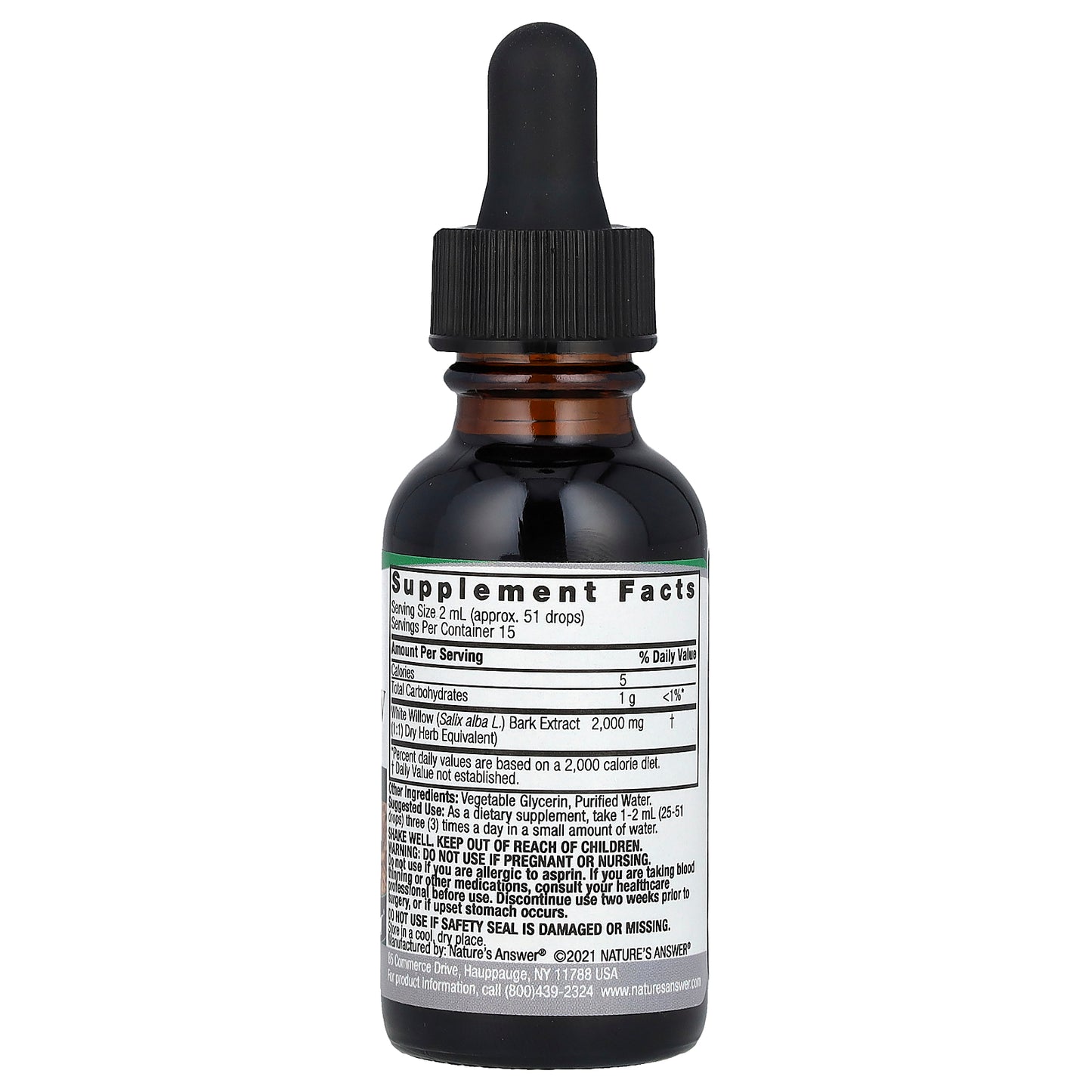 Nature's Answer, White Willow Extract, Alcohol-Free, 2,000 mg, 1 fl oz (30 ml)