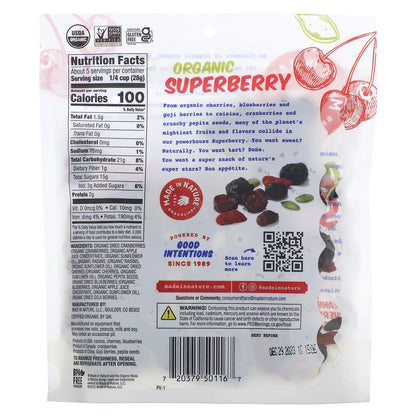 Made in Nature, Organic Superberry, Cranberries, Raisins, Cherries, Pepita Seeds, Blueberries & Goji Berries, 5 oz (142 g)